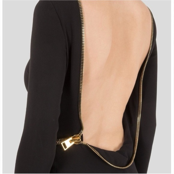 TOM FORD Famous Zipper Open Back Dress BLACK with GOLD Zipper ICONIC VINTAGE 44 - Picture 7 of 15
